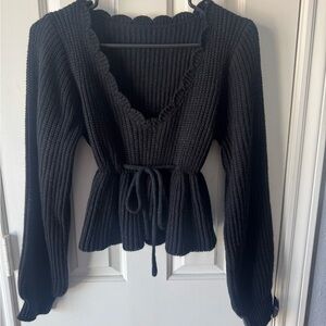 Black Ribbed Knit Sweater